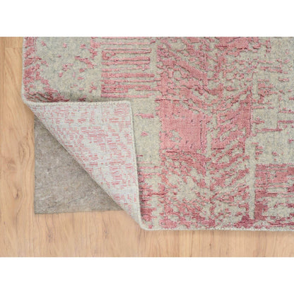 10'2"X10'2" Rose Pink Wool And Art Silk Jacquard Hand Loomed Square Rug