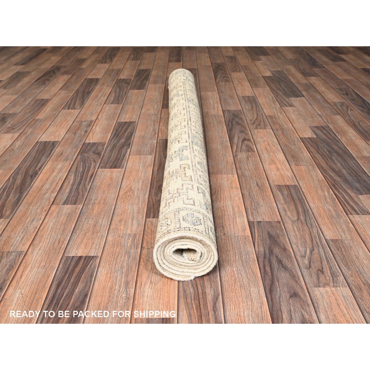 4'10"X6'10" Beige Anatolian Village Design Zero Pile Hand Knotted Wool Rug