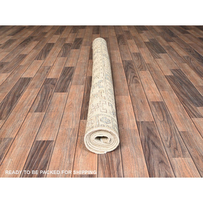 4'10"X6'10" Beige Anatolian Village Design Zero Pile Hand Knotted Wool Rug