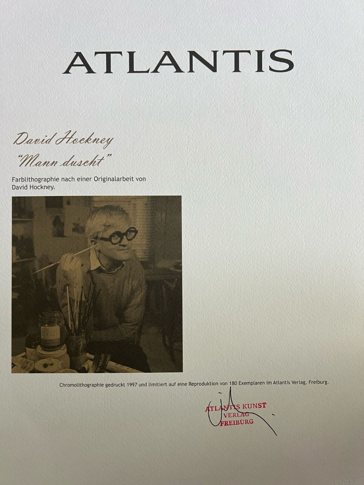 David Hockney Lithograph Coa Signed In Pen