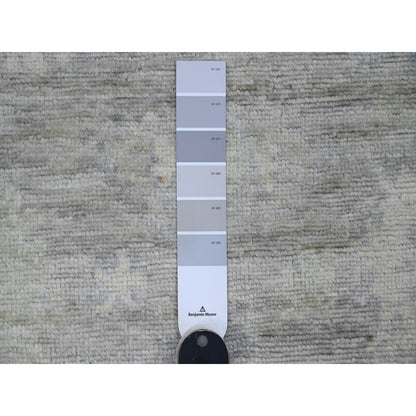 4'X5'10" Sonic Gray Hand Knotted Afghan Angora Oushak Wool Oriental Rug