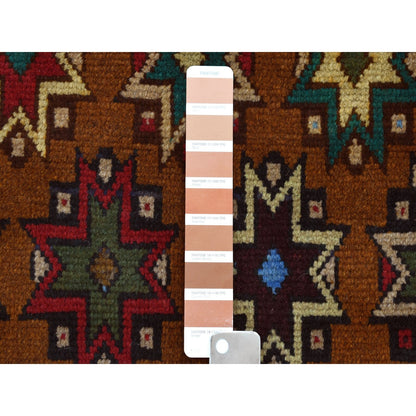 4'1"X6'1" Hand Made Tribal Design Pure Wool Colorful Afghan Village Rug