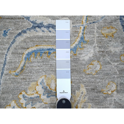 9'X11'7" Gray All Over Afghan Peshawar Design Hand Knotted Soft Wool Rug