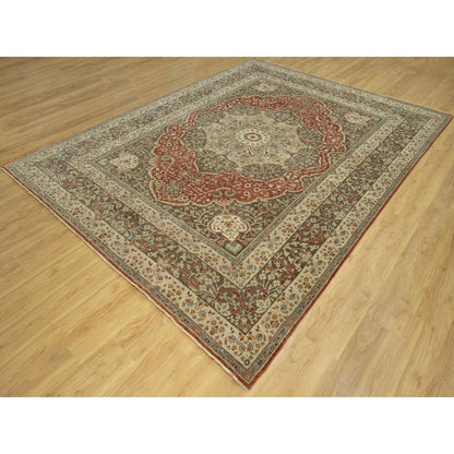 9'2"X12'1" Arroyo Red Tebraz Haji Jalili Soft Wool Pile Hand Knotted Rug