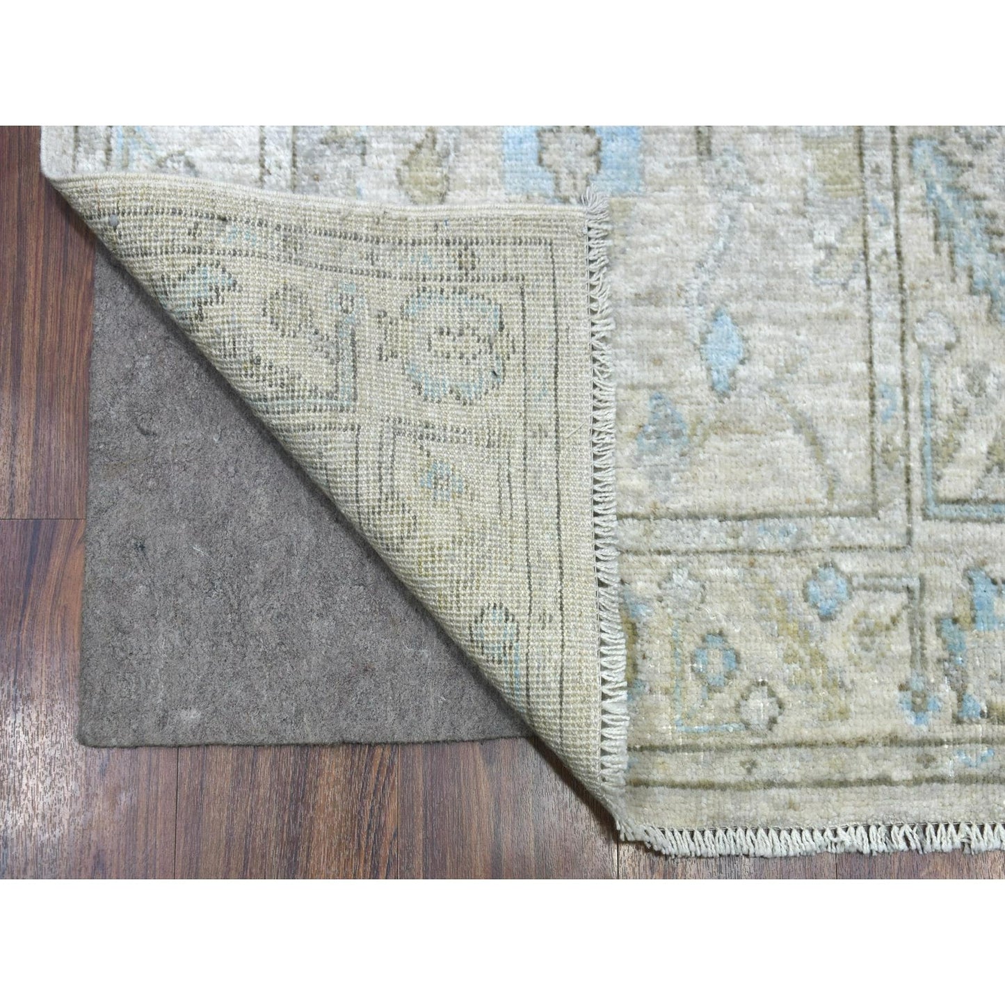 2'6"X19'9"Hand Knotted Angora Oushak Afghan Runner Gray Pure Wool