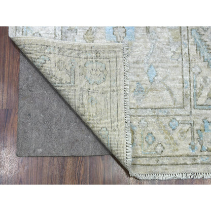 2'6"X19'9"Hand Knotted Angora Oushak Afghan Runner Gray Pure Wool