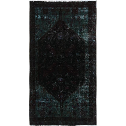 3'2"X6' Dark Red Overdyed Vintage Zoroastrian Hand Knotted Wool Runner Rug