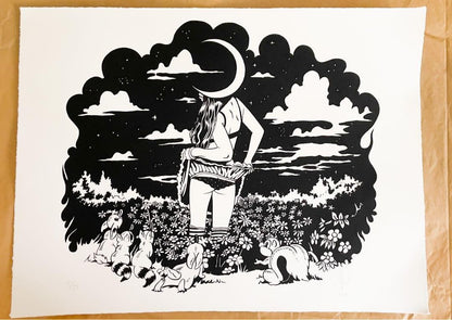 Victor Castillo Signed Original Silkscreen Print " Luna" 2014 Limited Edition 25