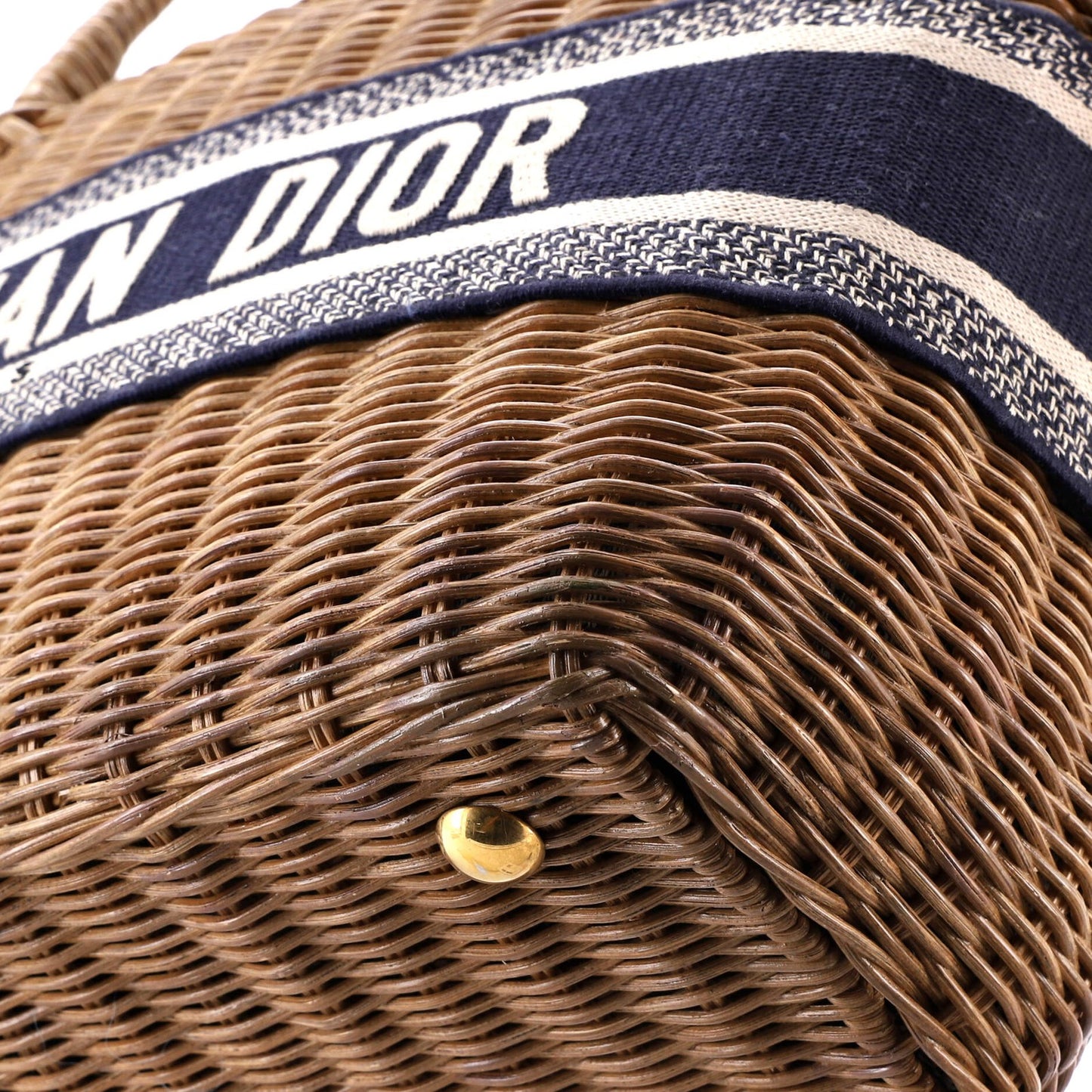 Christian Dior Basket Bag Wicker And Oblique Canvas Large