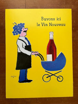 Raymond Savignac Poster Buvez Ici Le Vin Nouveau 1993 French Wine Ad Print