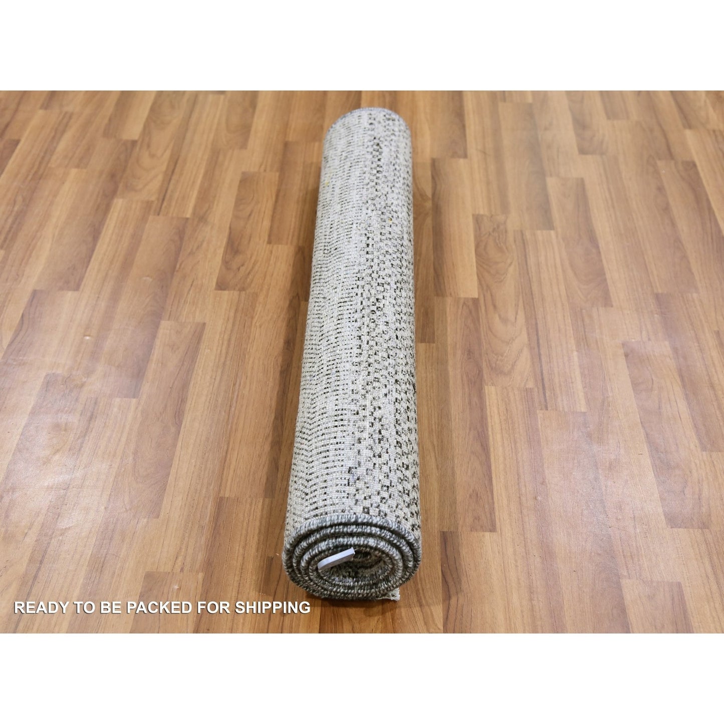 3'X4'9" Storm Gray Undyed Natural Wool Grass Design Hand Knotted Rug