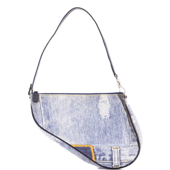 Christian Dior Vintage Saddle Bag Printed Denim Mini