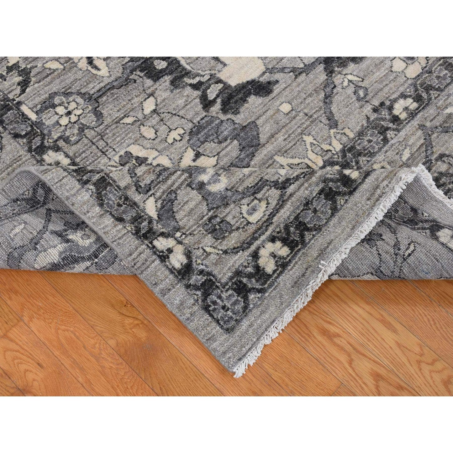 9'1"X12'6" Grey Peshawar With Mahal Design Wool Hand Knotted Rug