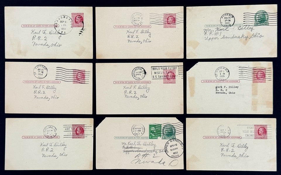 Lot of (9) Baseball Greats Signed/ Autographed Government Postcards (GPC) 200513