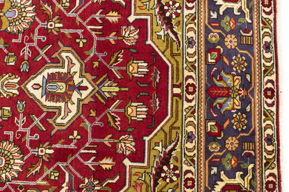Hand-Knotted Vintage Oriental Rug Red Traditional