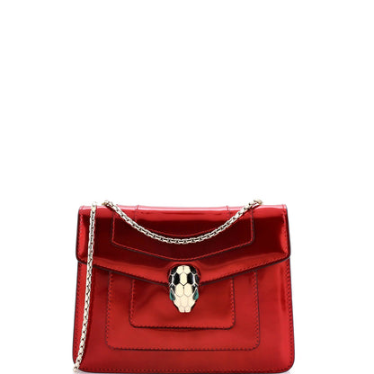 Bvlgari Serpenti Forever Square Shoulder Bag Metallic Leather Small