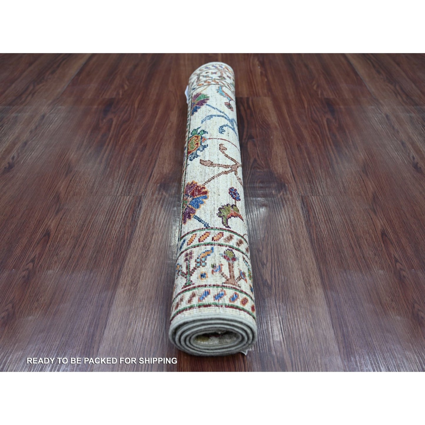 2'9"x3'10" Gray Hand Knotted Afghan Sultani Pomegranate Design Wool Rug