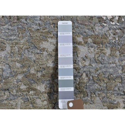 2'6"X10'6" Abstract Design Wool&Silk Hi-Low Pile Hand Knotted Runner Rug