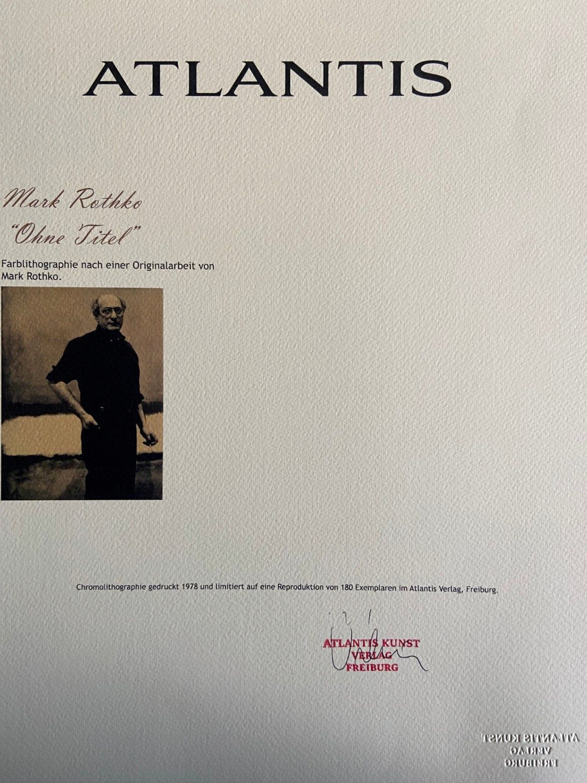 Mark Rothko Lithograph Coa Signed Op Numbered -Willem De Kooning