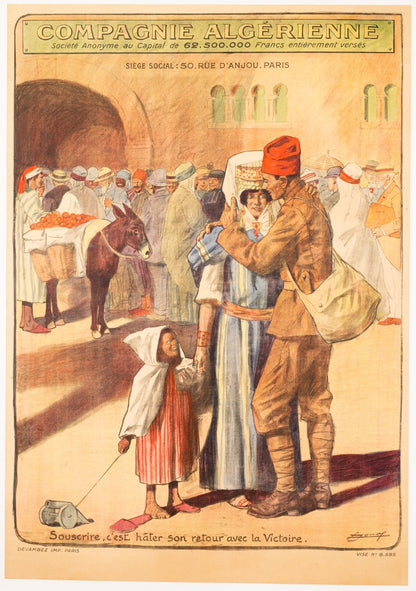 Compagnie Algerienne Emprunt Lucien Jonas C1917 Original Ww1 War Bond Poster