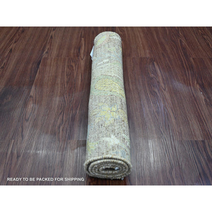 2'X3'3" Brown Peshawar Birds Design Hand Knotted Soft Wool Sample Rug