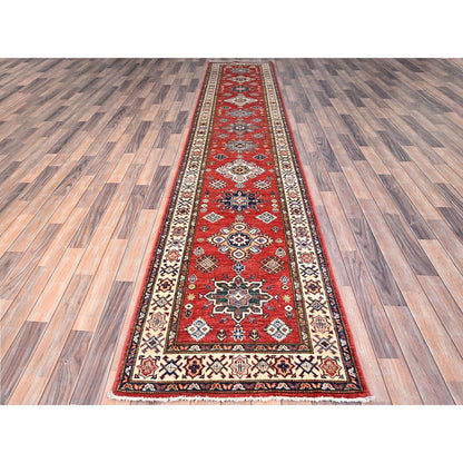 2'8"X13'4" Red Super Kazak Hand Knotted 100% Wool Runner Oriental Rug
