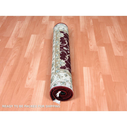 3'X5' Red Thick And Plush Wool And Silk Hand Knotted Rajasthan Rug