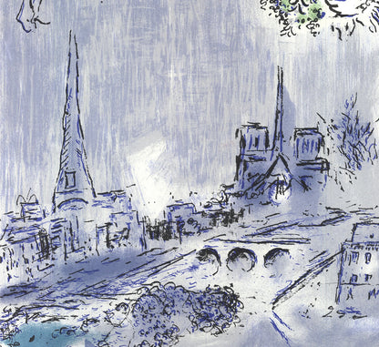Marc Chagall The Magician Of Paris " Lithograph Modernism Blue, Gra