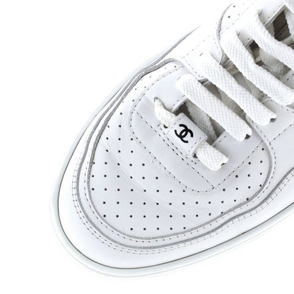 Chanel Women'S Cc Low-Top Sneakers Perforated Leather