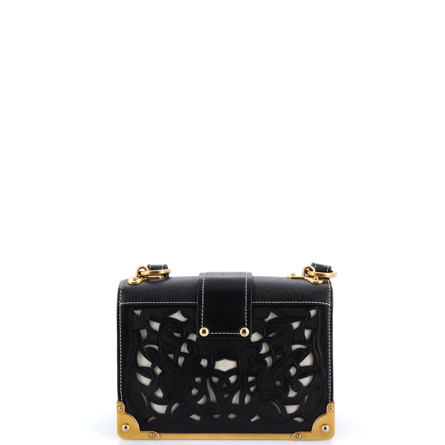 Prada Cahier Crossbody Bag Studded Laser Cut Leather Small