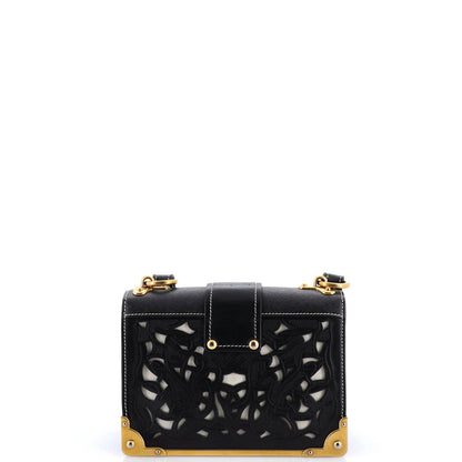 Prada Cahier Crossbody Bag Studded Laser Cut Leather Small