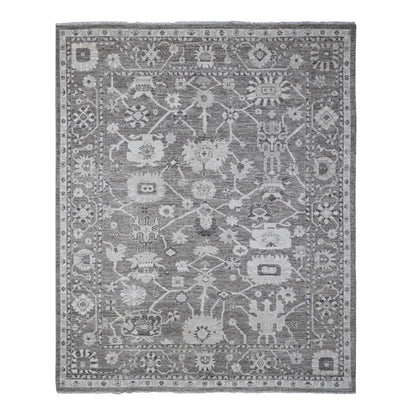 8'1"X9'9" Agreeable Gray Wool Weft Angora Oushak Oriental Rug