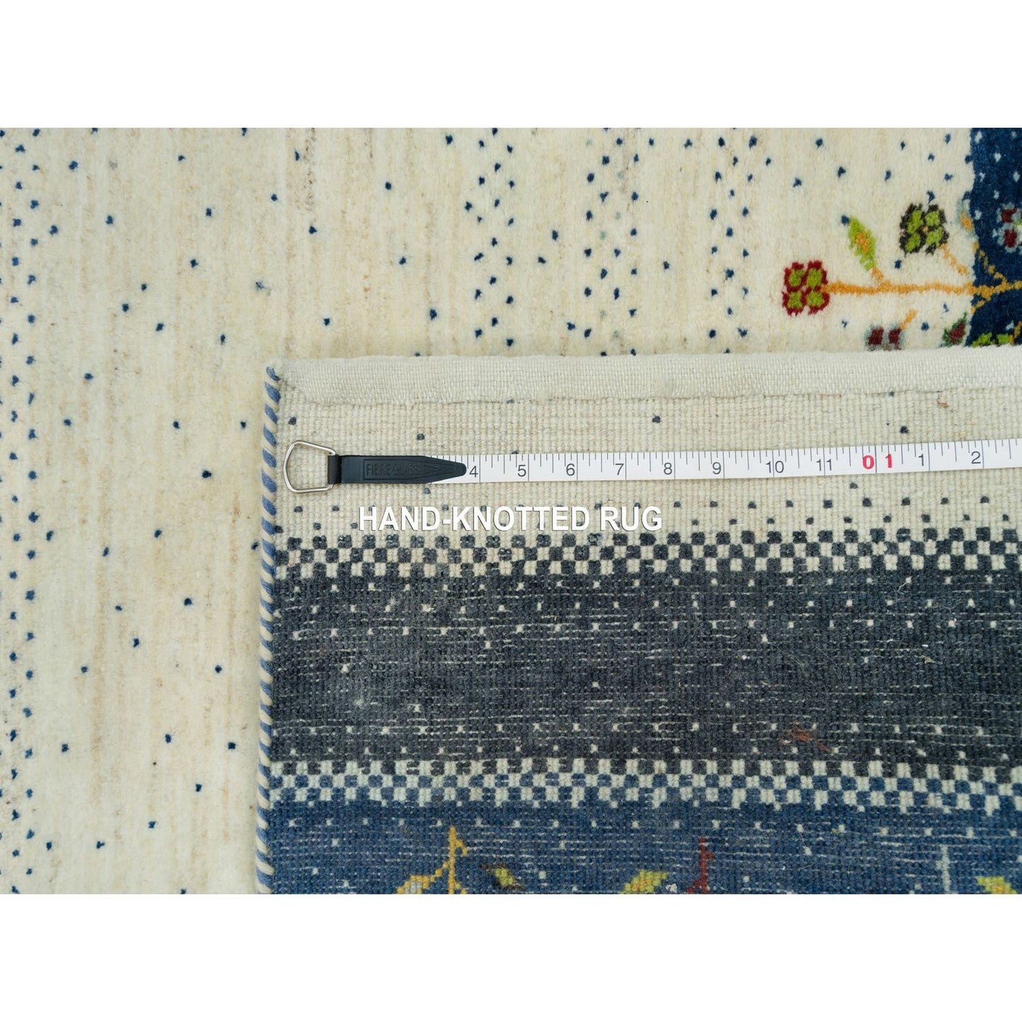 2'7"x9'6" Retro White Lori Buft Gabbeh Tree Design 100% Wool Runner Rug