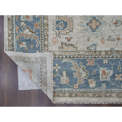 12'X17'9" Light Gray Pure Wool Hand Knotted Oushak Design Oversized Rug
