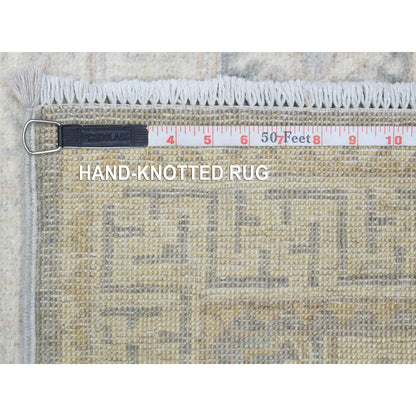 2'9"X18'9" Cream White Wash Peshawar Wool Hand Knotted Xl Runner Rug