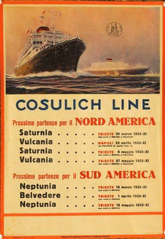 Cosulich Line 1933 By Klodic Vintage Original Italian Poster Small