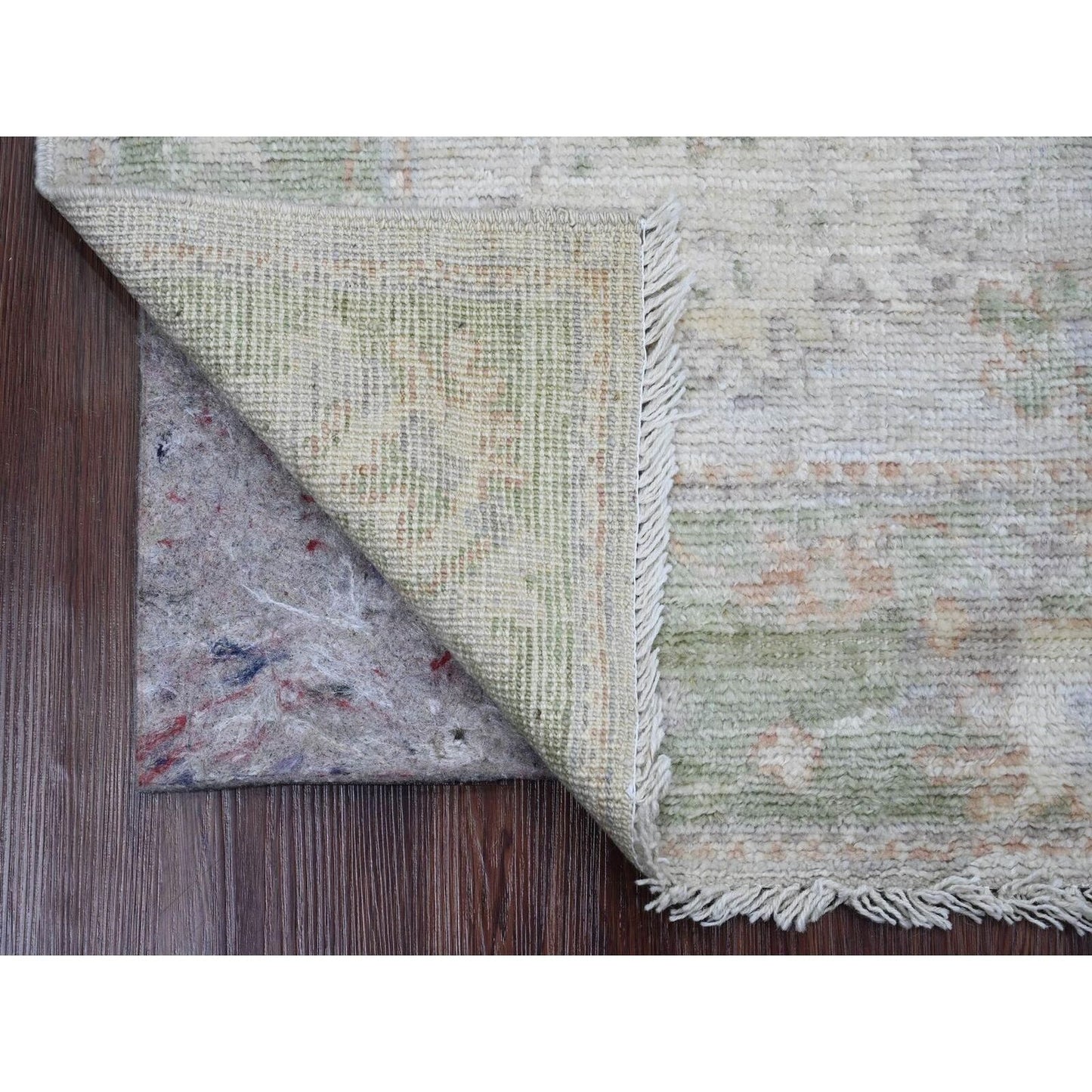 2'10"X5'8" White Hand Knotted Afghan Angora Oushak 100% Wool Runner Rug