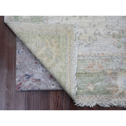 2'10"X5'8" White Hand Knotted Afghan Angora Oushak 100% Wool Runner Rug