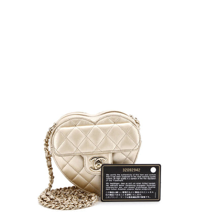 Chanel Cc In Love Heart Clutch With Chain Quilted Lambskin