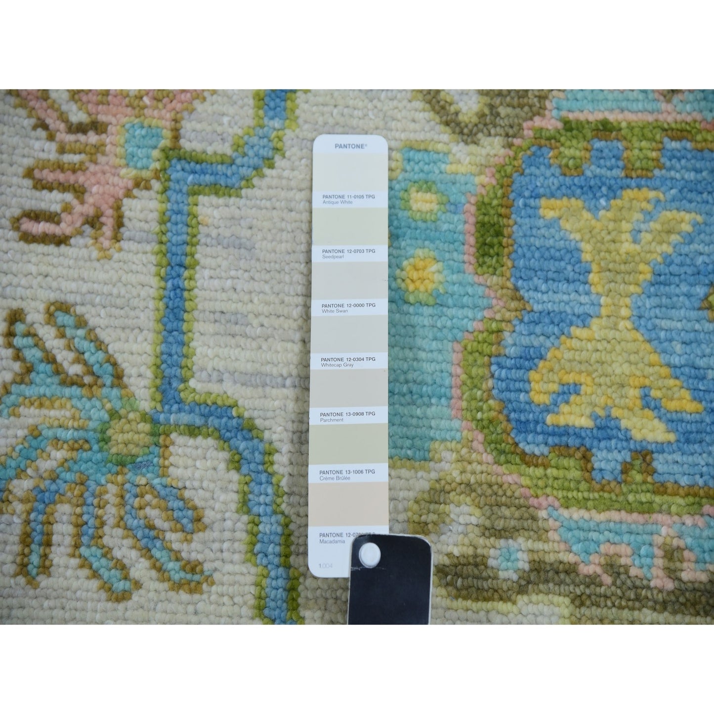 8'1"X10'4" Spring White Colorful Oushak Weave Hand Knotted 100% Wool Rug