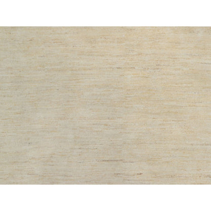 7'9"X7'9" Bone White Pure Wool Modern Plain Design Hand Knotted Round Rug