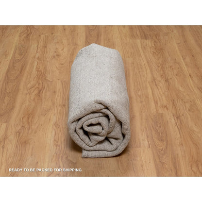 8'X8' Beaver Brown Stripes Design Hand Loomed Natural Wool Round Rug