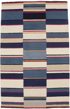 Hand-Tufted Multicolored Stripes Rug Modern Kids