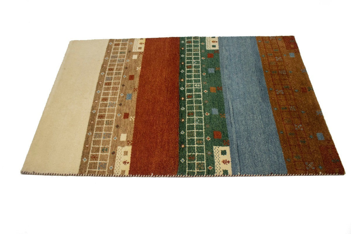 ft Handmade Striped Modern Indo-Gabbeh Wool Oriental Rug Home Decor Carpet 4X6