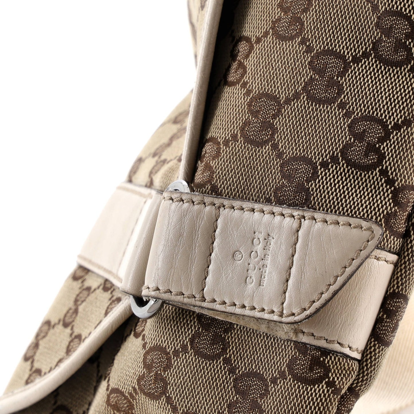 Gucci Double Belt Flap Messenger Gg Canvas With Perforated Leather Small