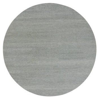 13'X13' Repose Gray Shiny Undyed Wool Hand Knotted Modern Grass Round Rug