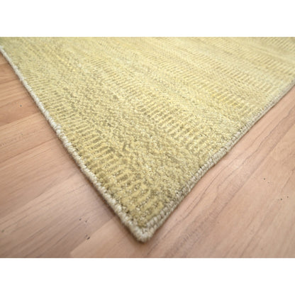 6'X9' Brown Modern Grass Design Hand Knotted Wool And Silk Oriental Rug