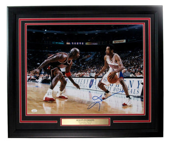 Allen Iverson Hof Signed/Auto 16X20 Photo With Jordan 76Ers Framed Jsa 198336