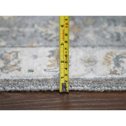 2'7"X10' Gray Karjihooz Design Natural Wool Hand Knotted Runner Rug