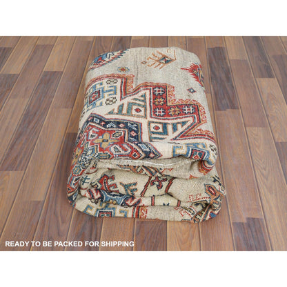 7'10"X7'10" Caucasian Afghan Special Kazak Hand Knotted Round Wool Rug